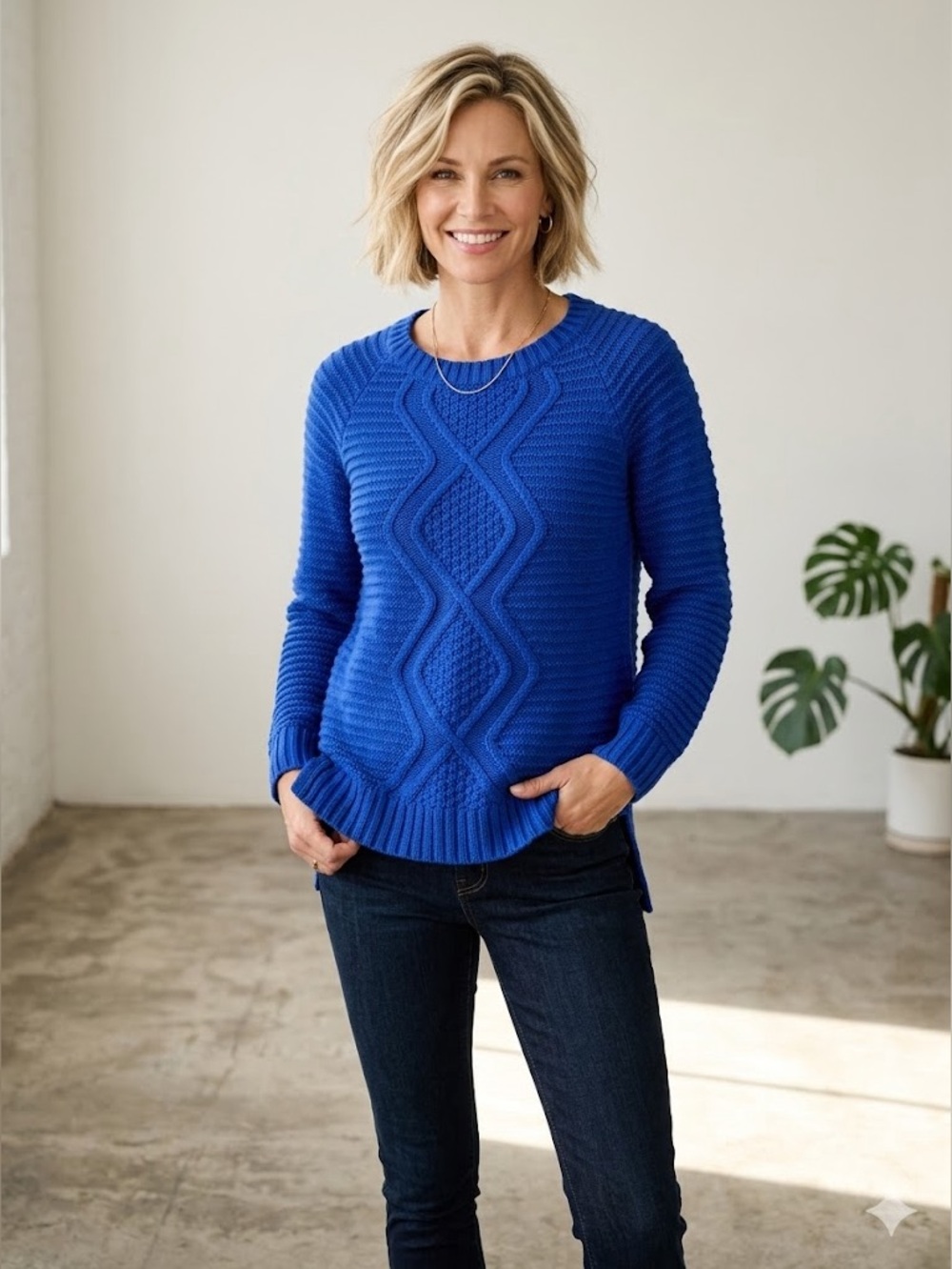 Studio Works Royal Blue Knit Sweater
